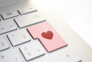 A keyboard where the enter key is a heart