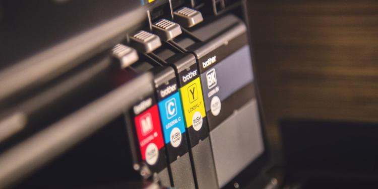 A close up of ink cartridges