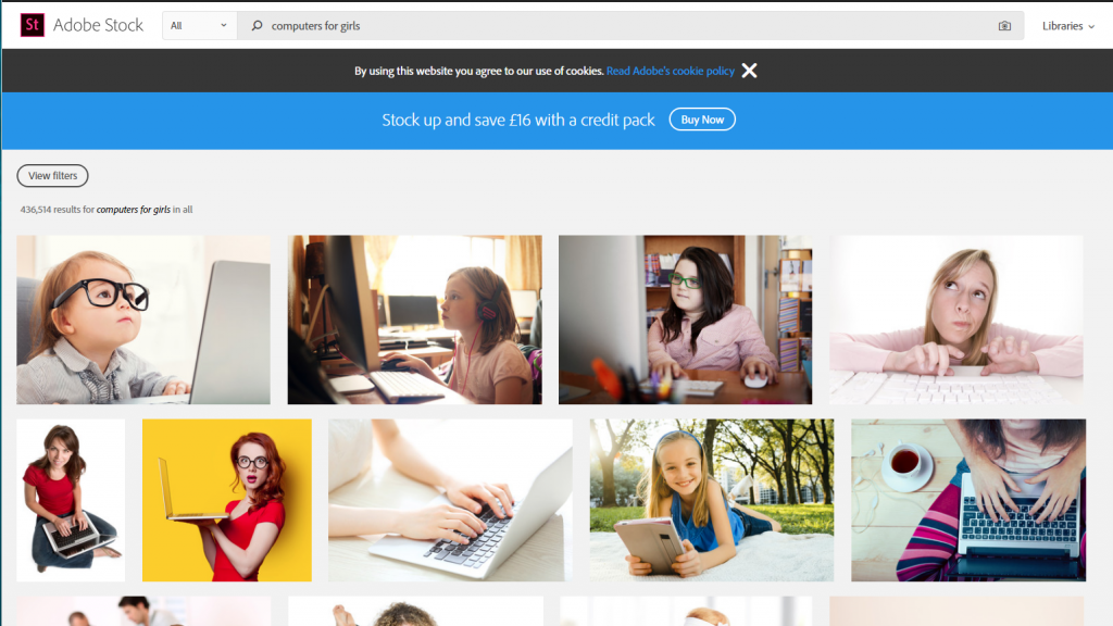 adobe stock image search for computers for girls