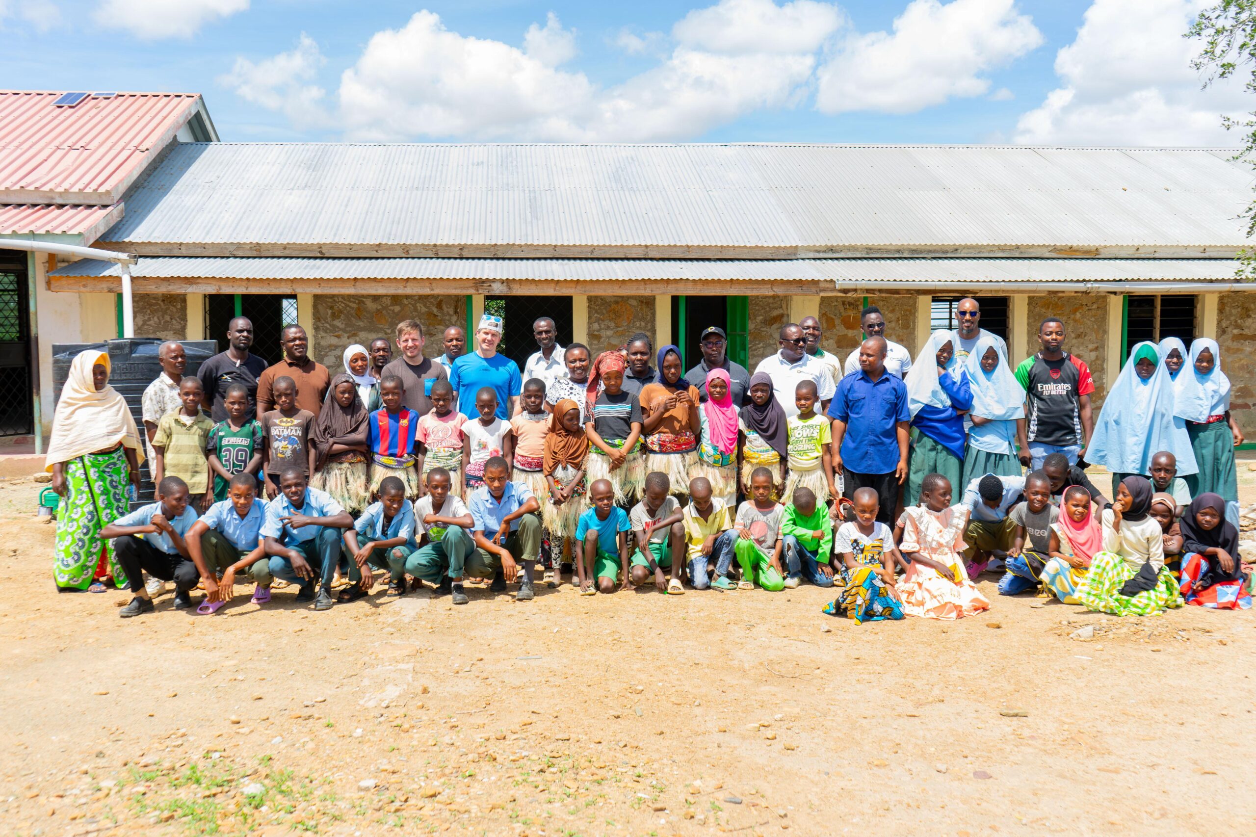Beneficiaries outside classroom