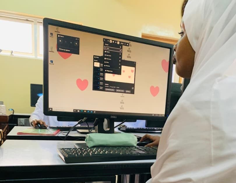 student using laptop