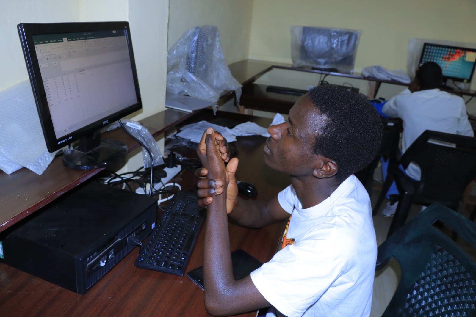 student working in the lab